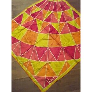 Vintage Scarf Vera  Vibrant Yellow Orange  and Red, Handkerchief